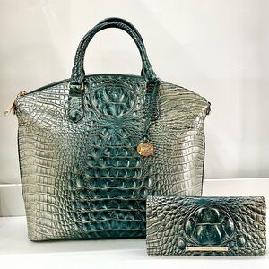 BRAHMIN Melbourne Duxbury Tote Petrol Ombre + Wallet Asher Handbag